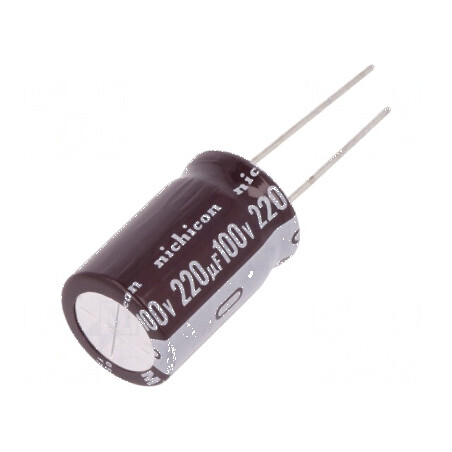 Condensator electrolitic low ESR THT 220uF 100V 16x25mm | Electronic-mag.ro | Componente Electronice