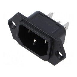 Conector alimentare AC soclu tată 10A 250VAC IEC 60320 IP40 | Electronic-mag.ro | Componente Electronice