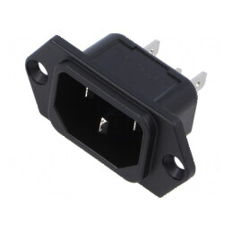 Conector alimentare AC soclu tată 10A 250VAC IEC 60320 IP40 | Electronic-mag.ro | Componente Electronice