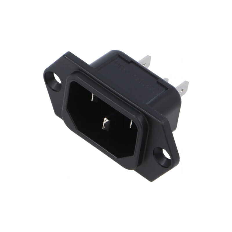 Conector alimentare AC soclu tată 10A 250VAC IEC 60320 IP40 | Electronic-mag.ro | Componente Electronice
