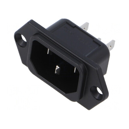 Conector alimentare AC soclu tată 10A 250VAC IEC 60320 IP40 | Electronic-mag.ro | Componente Electronice