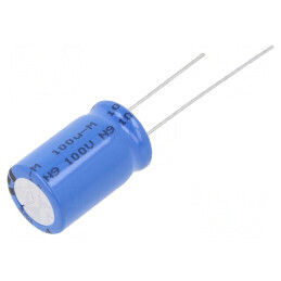 Condensator electrolitic THT 100uF 100V 12,5x20mm ±20% | Electronic-mag.ro | Componente Electronice