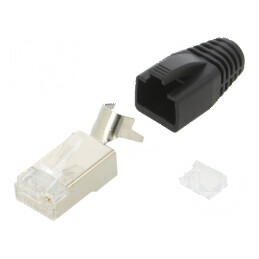 Conector RJ45 Cat 6a ecranat cu manşon pe cablu, mufă PIN 8 | Electronic-mag.ro | Componente Electronice
