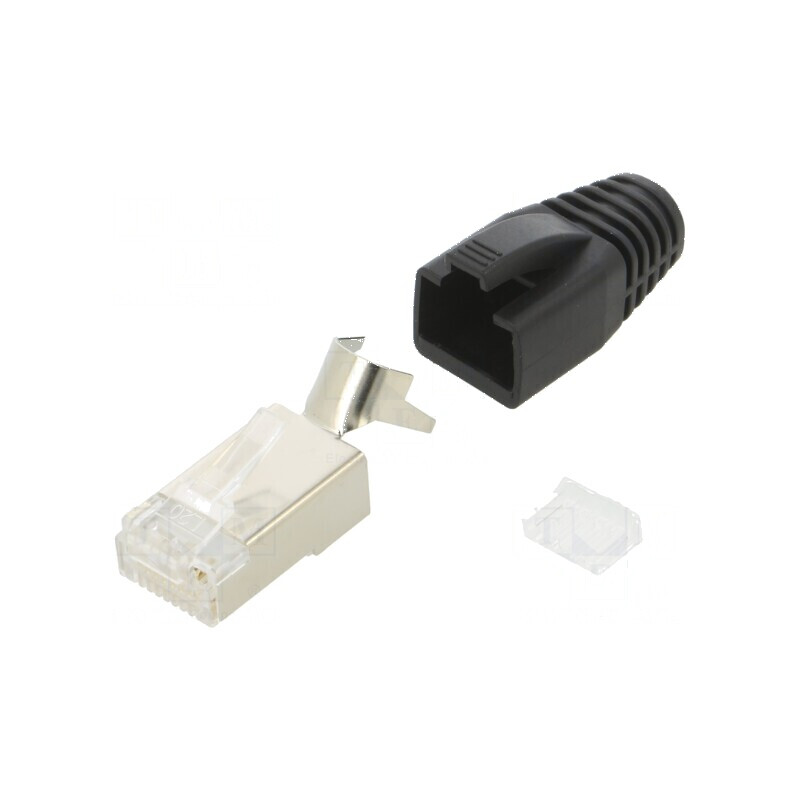 Conector RJ45 Cat 6a ecranat cu manşon pe cablu, mufă PIN 8 | Electronic-mag.ro | Componente Electronice