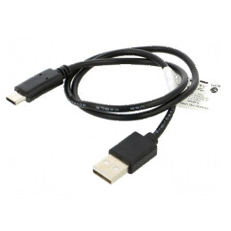 Cablu USB 2.0 A la C 0,5m negru aurit | Electronic-mag.ro | Componente Electronice