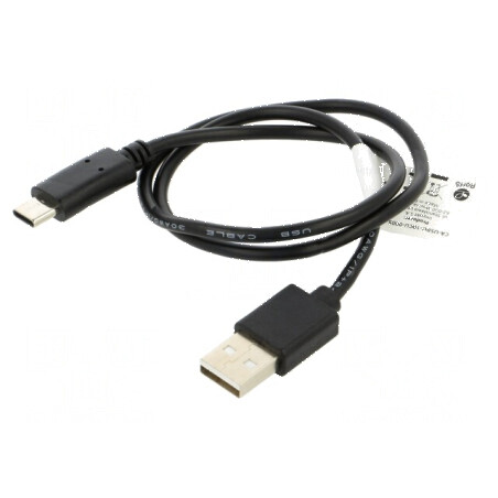 Cablu USB 2.0 A la C 0,5m negru aurit | Electronic-mag.ro | Componente Electronice