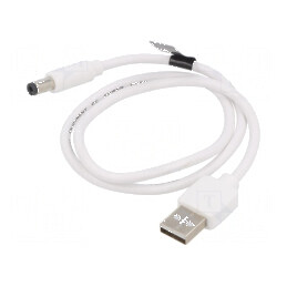 Cablu USB A la DC 5.5/2.5 alb 0.5m cositorit | Electronic-mag.ro | Componente Electronice