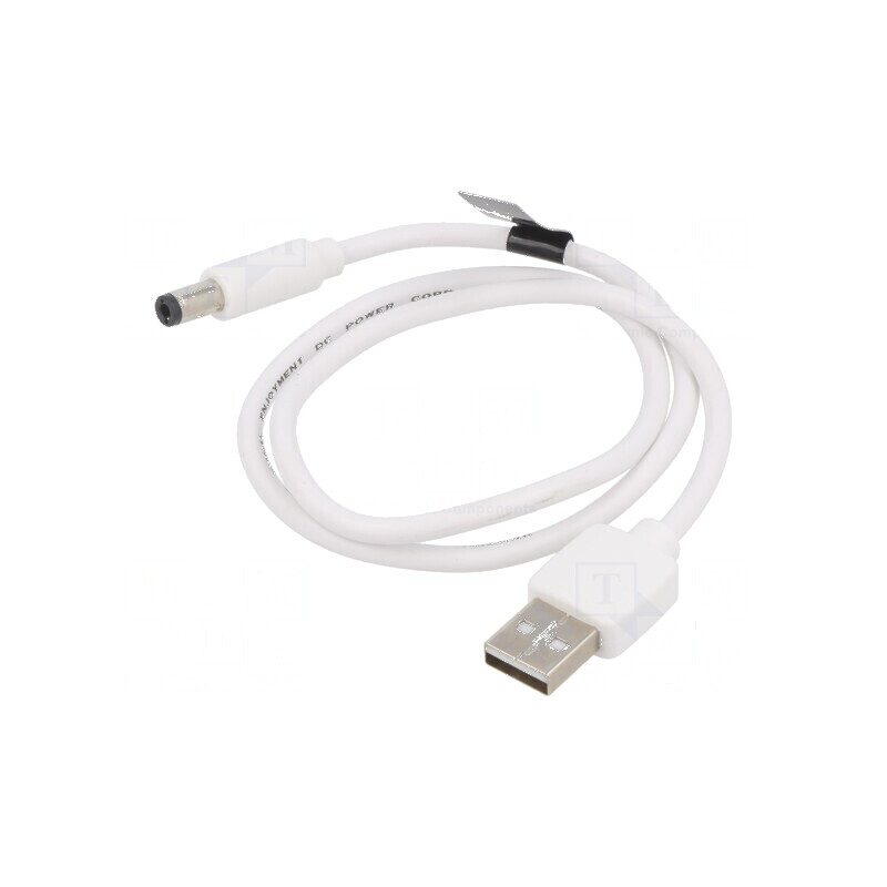 Cablu USB A la DC 5.5/2.5 alb 0.5m cositorit | Electronic-mag.ro | Componente Electronice