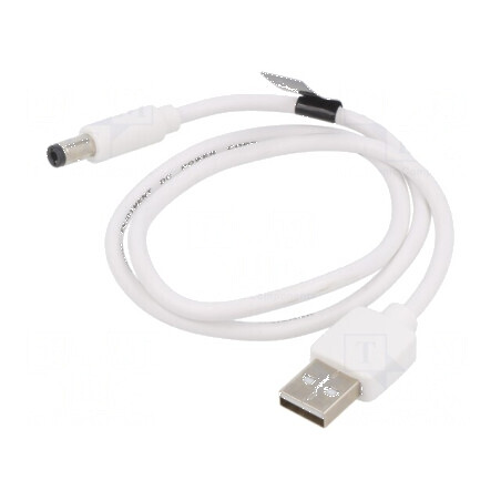 Cablu USB A la DC 5.5/2.5 alb 0.5m cositorit | Electronic-mag.ro | Componente Electronice