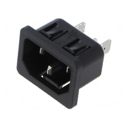 Conector alimentare AC soclu tată 10A 250VAC IEC 60320 | Electronic-mag.ro | Componente Electronice