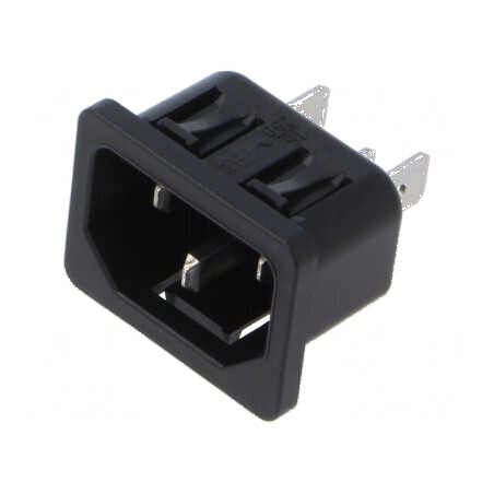 Conector alimentare AC soclu tată 10A 250VAC IEC 60320 | Electronic-mag.ro | Componente Electronice