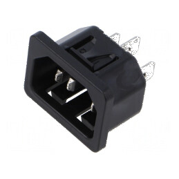 Conector alimentare AC soclu tată 10A 250VAC IEC 60320 | Electronic-mag.ro | Componente Electronice