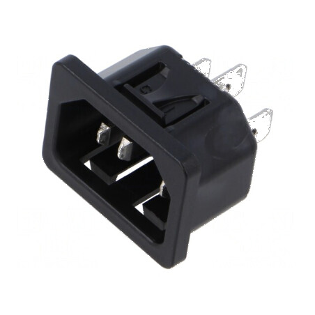 Conector alimentare AC soclu tată 10A 250VAC IEC 60320 | Electronic-mag.ro | Componente Electronice