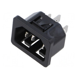 Conector alimentare AC soclu tată 10A 250VAC IEC 60320 | Electronic-mag.ro | Componente Electronice