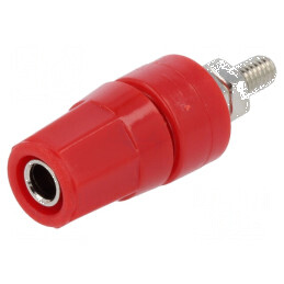 Conector banană 4mm soclu 24A roșu nichelat cu izolație | Electronic-mag.ro | Componente Electronice
