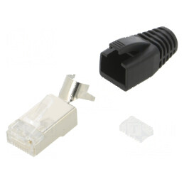 Conector RJ45 Cat 6a ecranat cu manșon pentru cablu, mufă PIN 8 | Electronic-mag.ro | Componente Electronice