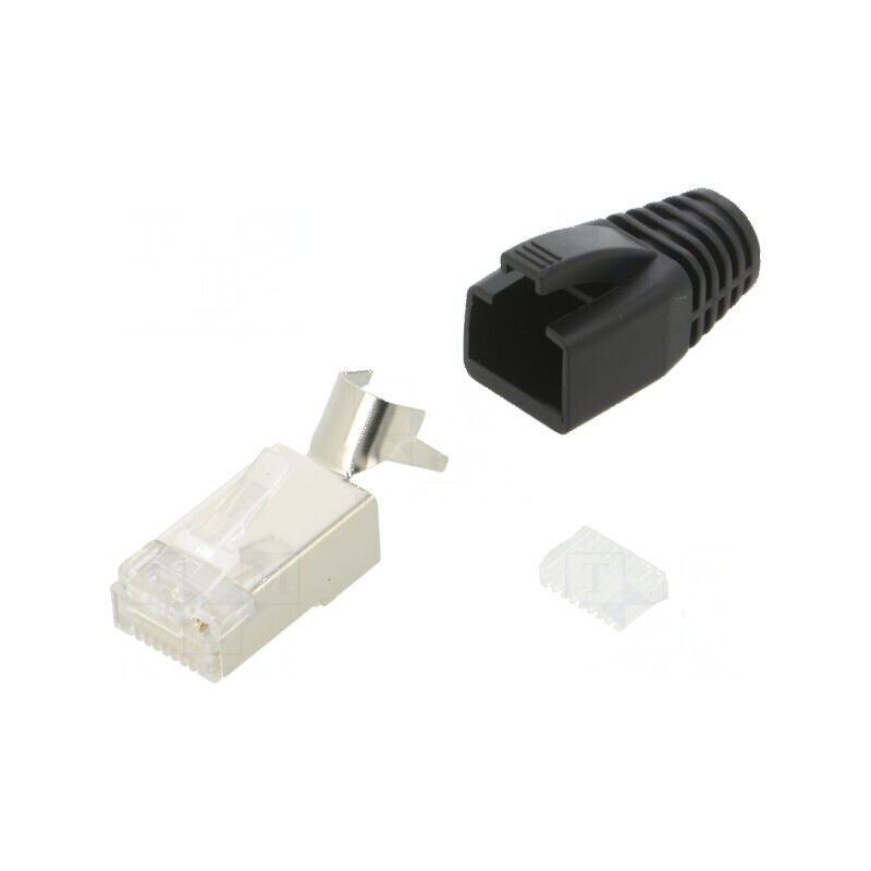 Conector RJ45 Cat 6a ecranat cu manșon pentru cablu, mufă PIN 8 | Electronic-mag.ro | Componente Electronice