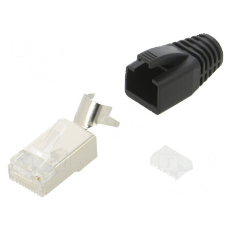 Conector RJ45 Cat 6a ecranat cu manșon pentru cablu, mufă PIN 8 | Electronic-mag.ro | Componente Electronice