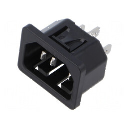 Conector alimentare AC soclu tată 10A 250VAC IEC 60320 | Electronic-mag.ro | Componente Electronice