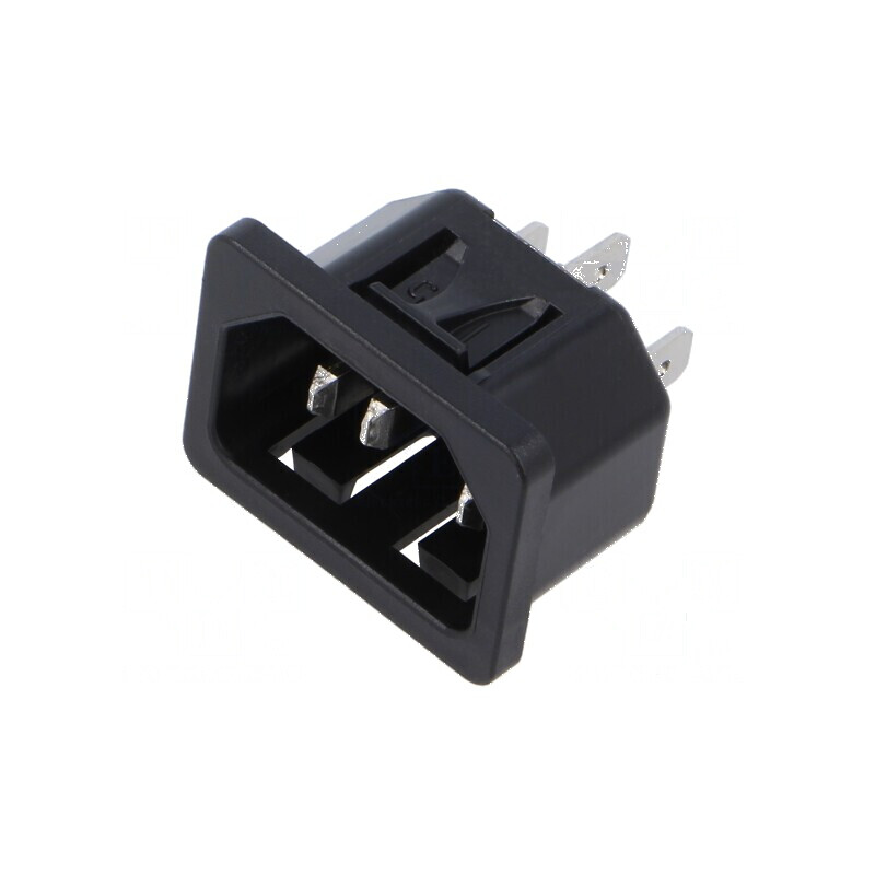 Conector alimentare AC soclu tată 10A 250VAC IEC 60320 | Electronic-mag.ro | Componente Electronice