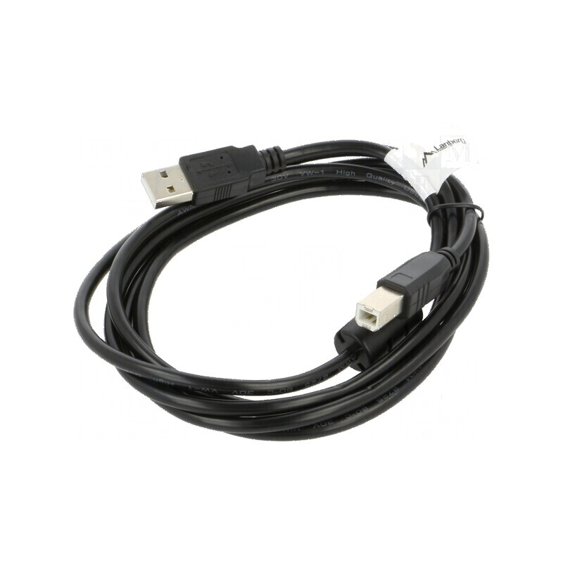 Cablu USB 2.0 A la B aurit 1,8m negru Fire: Cu | Electronic-mag.ro | Componente Electronice