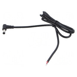 Cablu DC 5,5/2,1 mufă unghi negru 1,5m 2x0,5mm² -20÷80°C | Electronic-mag.ro | Componente Electronice
