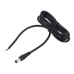 Cablu DC 5,5/2,1 mufă drept 1,5m 2x0,5mm2 negru -20÷80°C | Electronic-mag.ro | Componente Electronice