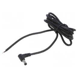 Cablu DC 5,5/2,5 cu mufă în unghi negru 1,5m 2x0,5mm2 -20÷80°C | Electronic-mag.ro | Componente Electronice