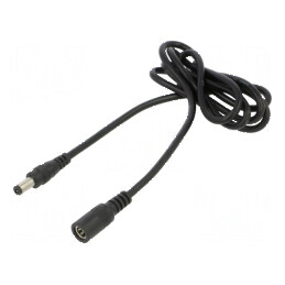 Cablu DC 5,5/2,1 mm2 cu mufă și soclu drept negru 2x0,5mm² | Electronic-mag.ro | Componente Electronice