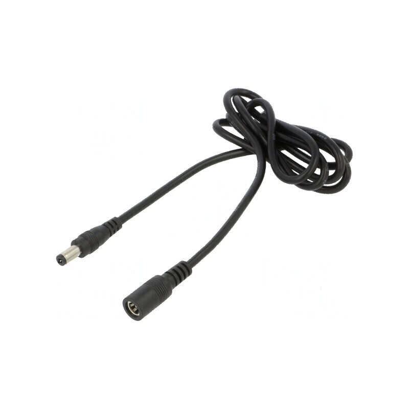 Cablu DC 5,5/2,1 mm2 cu mufă și soclu drept negru 2x0,5mm² | Electronic-mag.ro | Componente Electronice