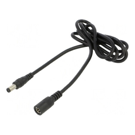 Cablu DC 5,5/2,1 mm2 cu mufă și soclu drept negru 2x0,5mm² | Electronic-mag.ro | Componente Electronice
