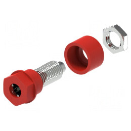 Conector banană 4mm soclu 36A 30VAC 60VDC roşu | Electronic-mag.ro | Componente Electronice