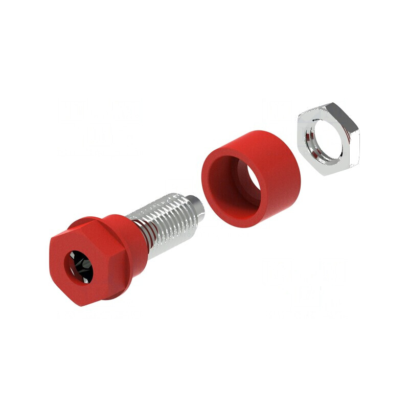Conector banană 4mm soclu 36A 30VAC 60VDC roşu | Electronic-mag.ro | Componente Electronice