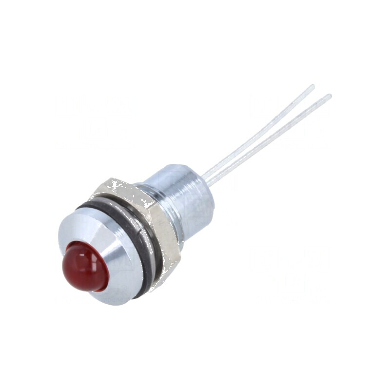 Lampă LED convexă roşie 2VDC Ø8mm 2pin metal | Electronic-mag.ro | Componente Electronice