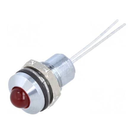 Lampă LED convexă roşie 2VDC Ø8mm 2pin metal | Electronic-mag.ro | Componente Electronice