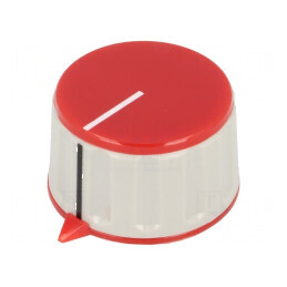 Buton rotativ cu indicator ABS Ø6mm, gri-roșu, dimensiuni 36,7x21,8mm | Electronic-mag.ro | Componente Electronice