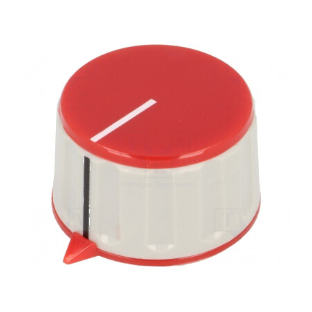 Buton rotativ cu indicator ABS Ø6mm, gri-roșu, dimensiuni 36,7x21,8mm | Electronic-mag.ro | Componente Electronice