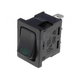 Rocker SPST 2 ON-OFF 16A/12VDC Negru cu LED 12V | Electronic-mag.ro | Componente Electronice