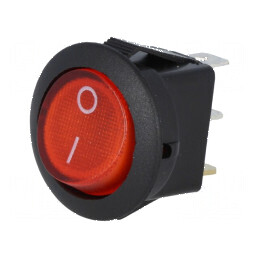 Rocker SPST ON-OFF 6,5A/250VAC cu lampă neon roșie | Electronic-mag.ro | Componente Electronice