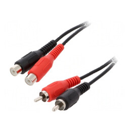 Cablu RCA 1,5m negru soclu x2 și mufă x2 | Electronic-mag.ro | Componente Electronice