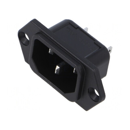 Conector alimentare AC soclu tată 10A 250VAC IEC 60320 IP40 | Electronic-mag.ro | Componente Electronice