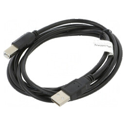 Cablu USB 2.0 A la B, 1,8m, negru, aurit | Electronic-mag.ro | Componente Electronice