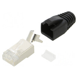Conector RJ45 Cat 6 ecranat cu manșon pe cablu, mufă PIN 8 | Electronic-mag.ro | Componente Electronice