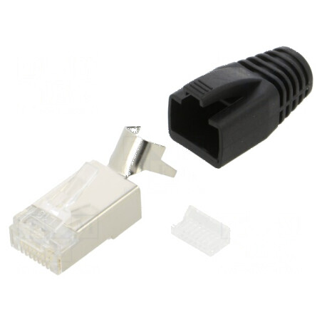 Conector RJ45 Cat 6 ecranat cu manșon pe cablu, mufă PIN 8 | Electronic-mag.ro | Componente Electronice