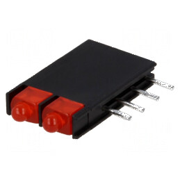 LED 1,8mm roșu 20mA 70° 2÷2,5V în carcasă, 2 diode | Electronic-mag.ro | Componente Electronice