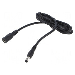 Cablu DC 5,5/2,5 mm2 cu mufă și soclu drept negru 2x0,5mm2 | Electronic-mag.ro | Componente Electronice