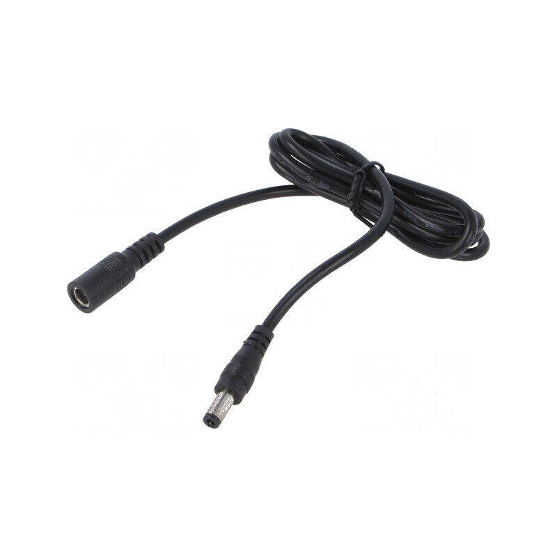 Cablu DC 5,5/2,5 mm2 cu mufă și soclu drept negru 2x0,5mm2 | Electronic-mag.ro | Componente Electronice