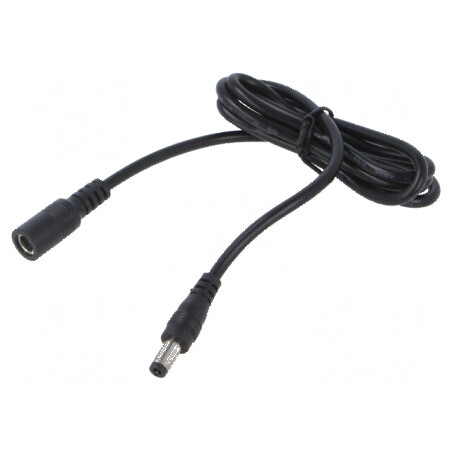 Cablu DC 5,5/2,5 mm2 cu mufă și soclu drept negru 2x0,5mm2 | Electronic-mag.ro | Componente Electronice