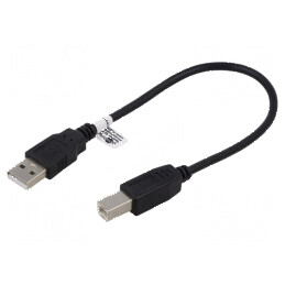 Cablu USB 2.0 A-B 0,25m negru Fire CCS | Electronic-mag.ro | Componente Electronice