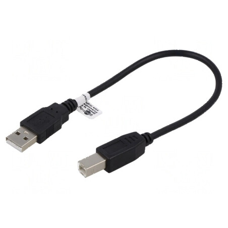 Cablu USB 2.0 A-B 0,25m negru Fire CCS | Electronic-mag.ro | Componente Electronice
